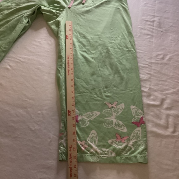 HUE Green Pajama Pants with Pink and White Accents - Picture 5 of 8